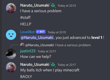 A customer saying in support that his balls itch when he plays Minecraft